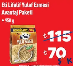 ETİ LİFALİF YULAF EZMESİ AVANTAJ PAKETİ 950 G fiyat ve kampanya bilgisi
